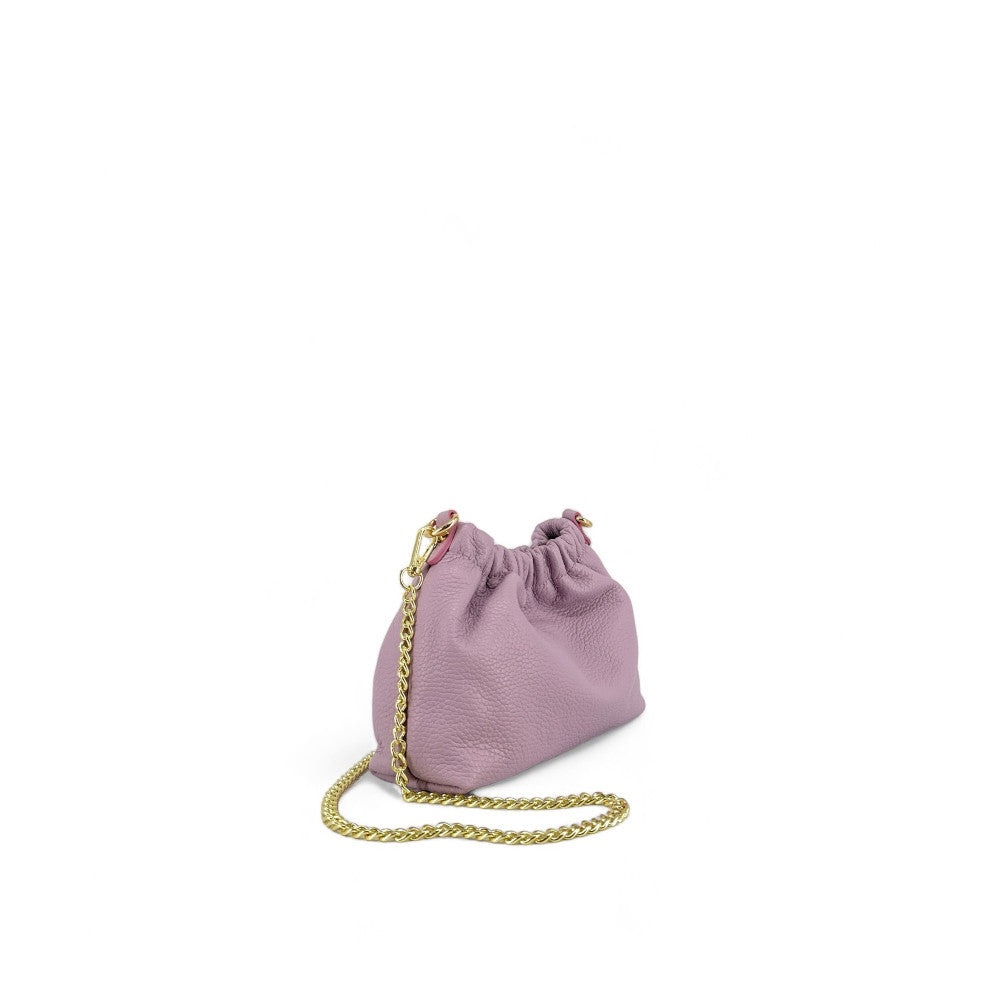 Sac pouch en cuir grainé ou irisé LA POUCHINETTE Mauve