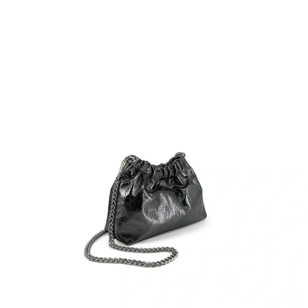 Sac pouch en cuir grainé ou irisé LA POUCHINETTE Argent foncé