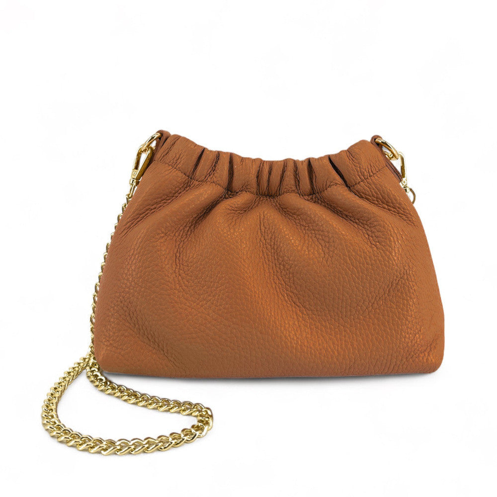 Sac pouch en cuir grainé ou irisé LA POUCHINETTE Camel