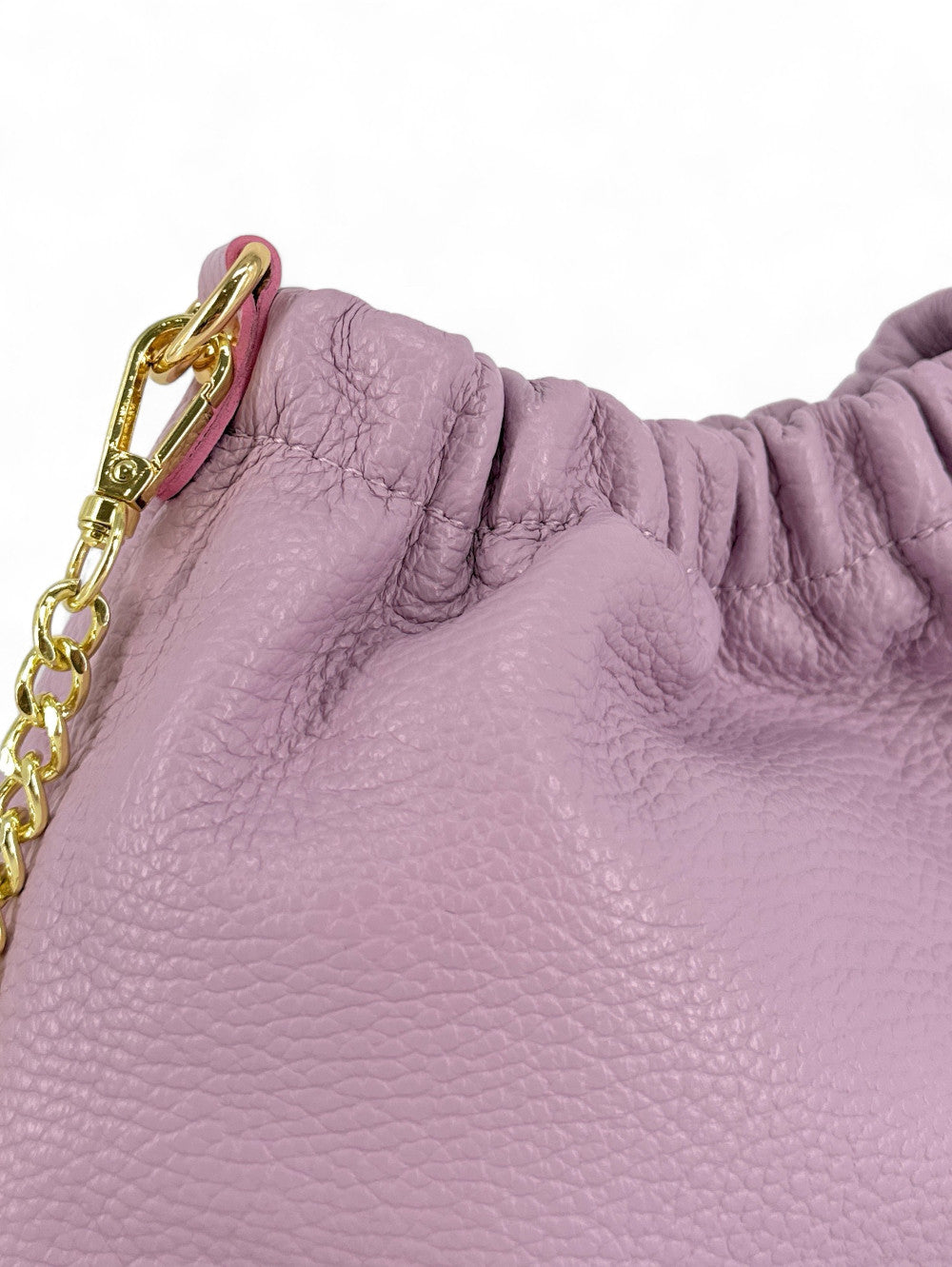 Sac pouch en cuir grainé ou irisé LA POUCHINETTE Mauve