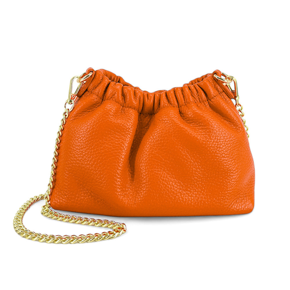 Sac pouch en cuir grainé ou irisé LA POUCHINETTE Orange