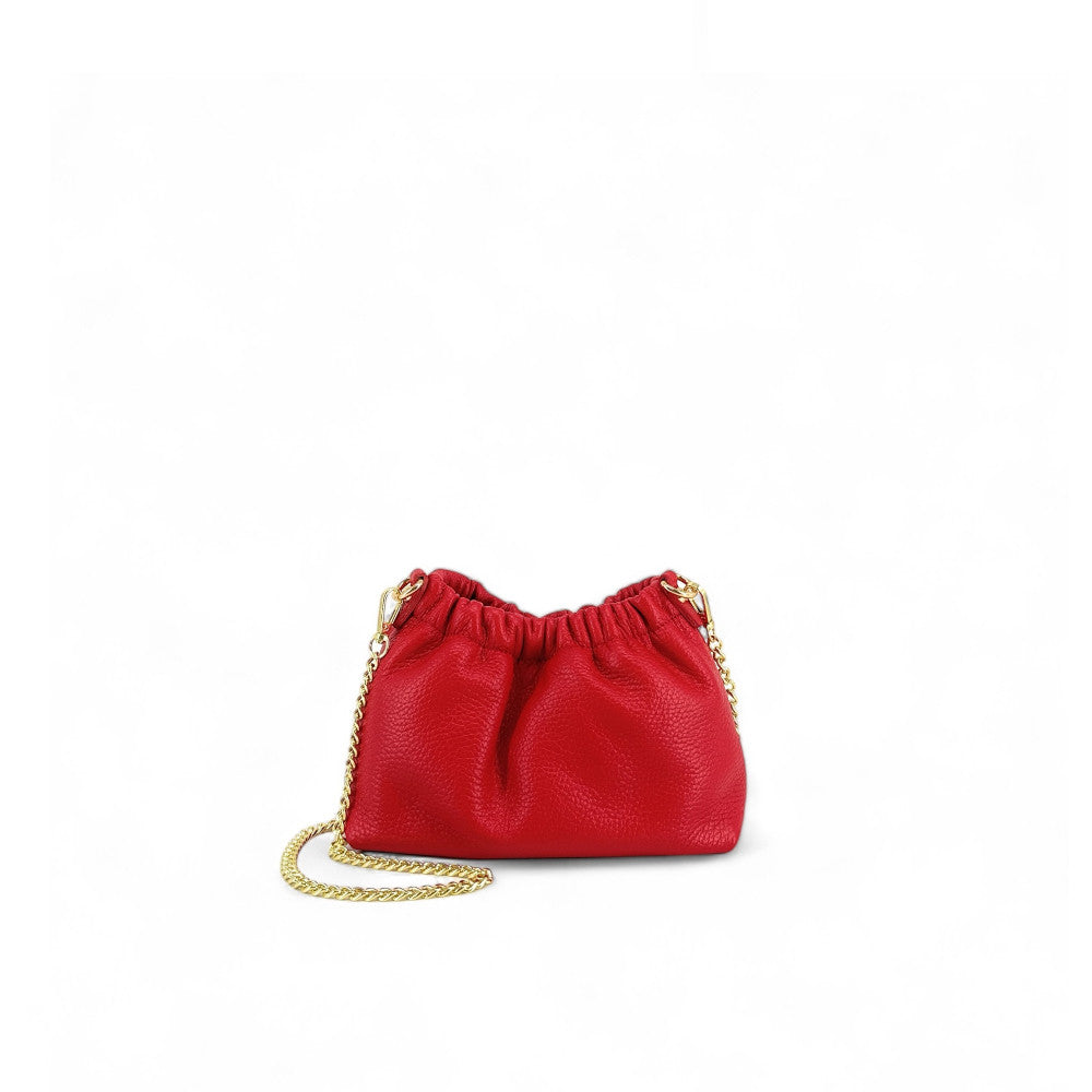 Sac pouch en cuir grainé ou irisé LA POUCHINETTE Rouge garance