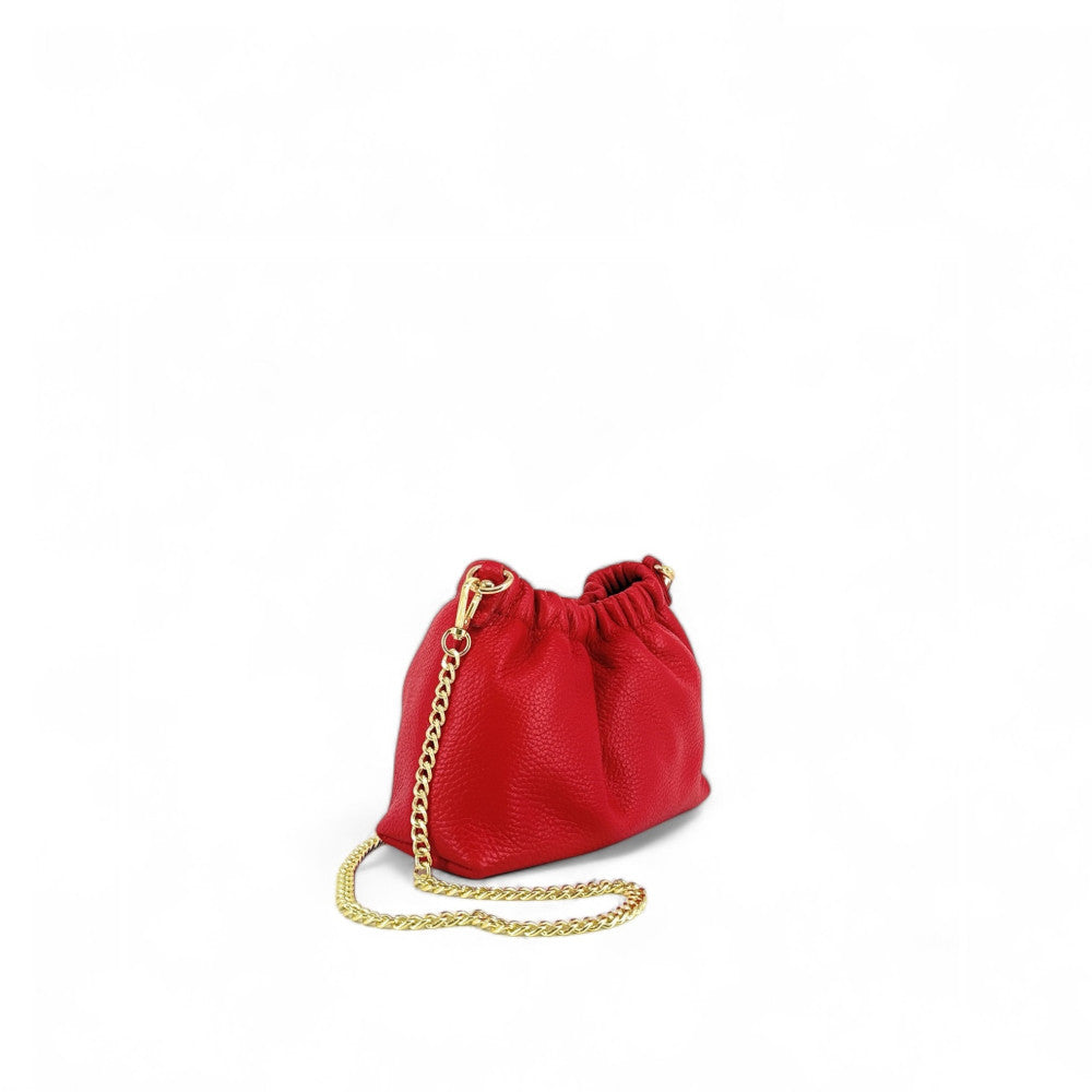 Sac pouch en cuir grainé ou irisé LA POUCHINETTE Rouge garance