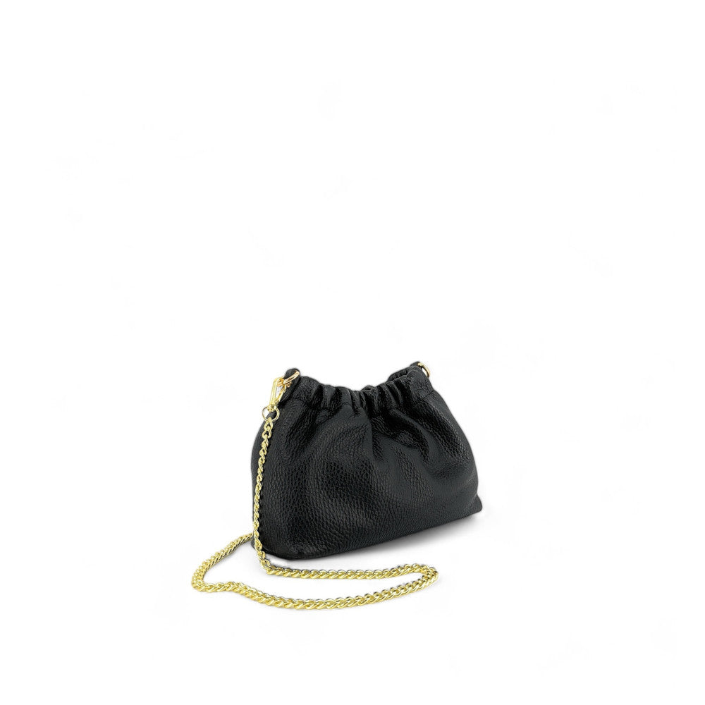 Sac pouch en cuir grainé ou irisé LA POUCHINETTE Noir