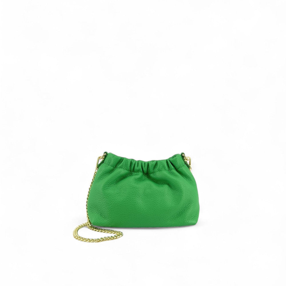 Sac pouch en cuir grainé ou irisé LA POUCHINETTE Vert anglais