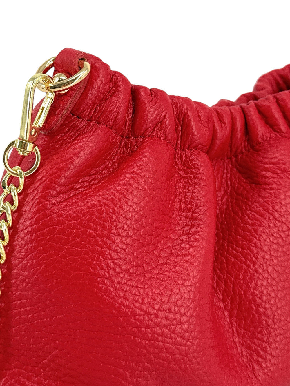 Sac pouch en cuir grainé ou irisé LA POUCHINETTE Rouge garance