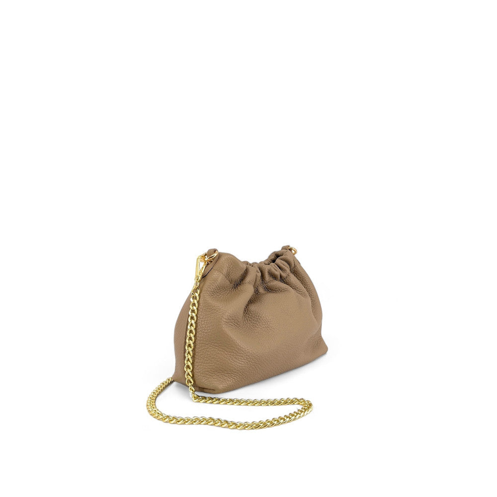 Sac pouch en cuir grainé ou irisé LA POUCHINETTE Taupe