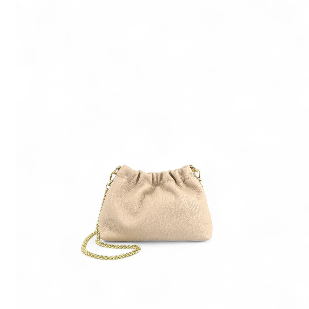 Sac pouch en cuir grainé ou irisé LA POUCHINETTE Taupe clair
