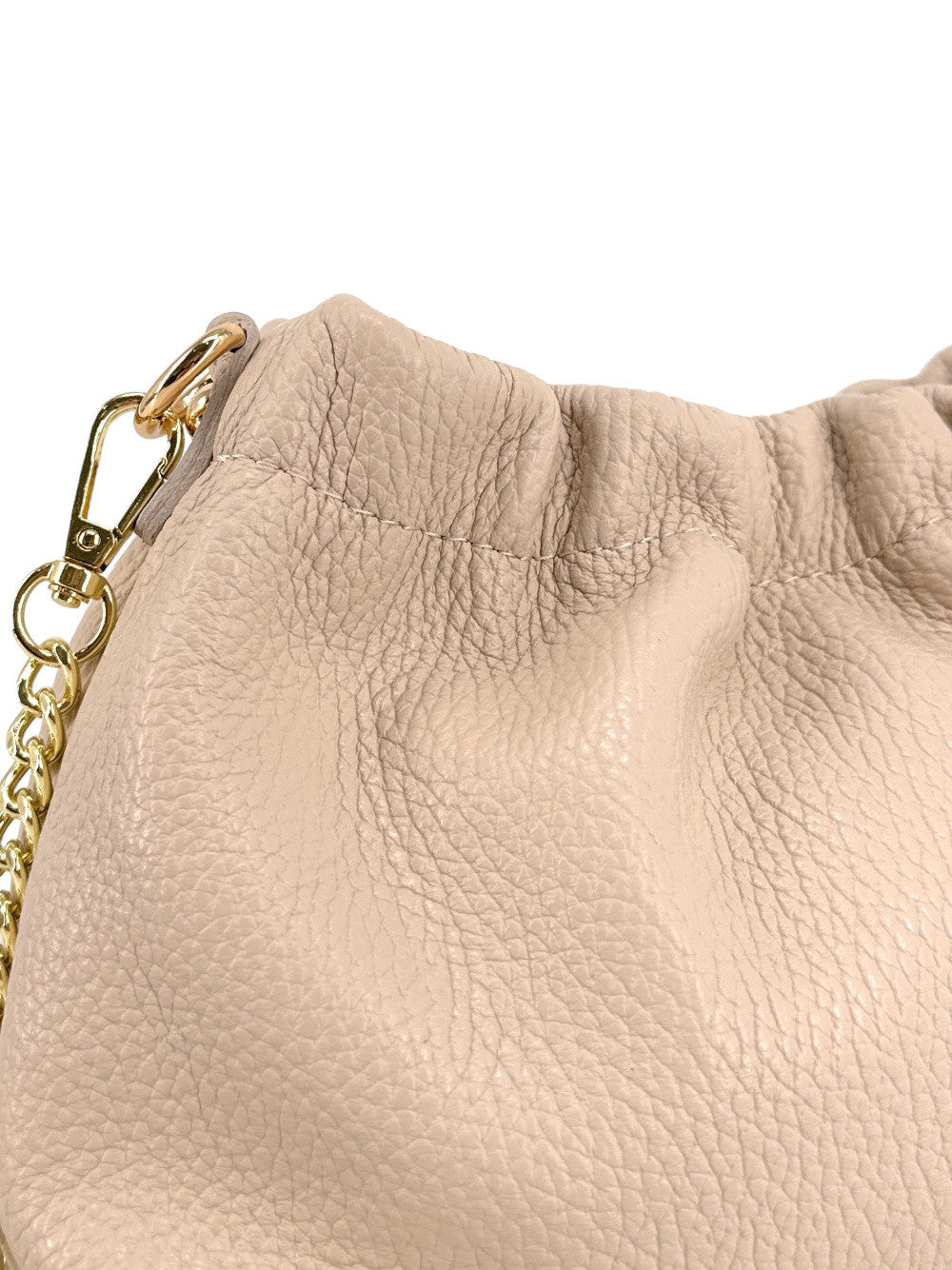 Sac pouch en cuir grainé ou irisé LA POUCHINETTE Taupe clair
