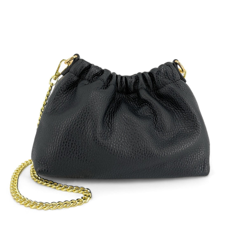 Sac pouch en cuir grainé ou irisé LA POUCHINETTE Noir