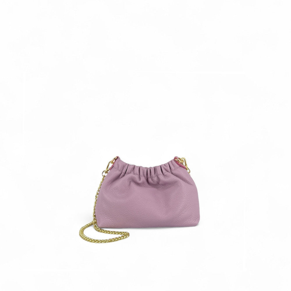 Sac pouch en cuir grainé ou irisé LA POUCHINETTE Mauve