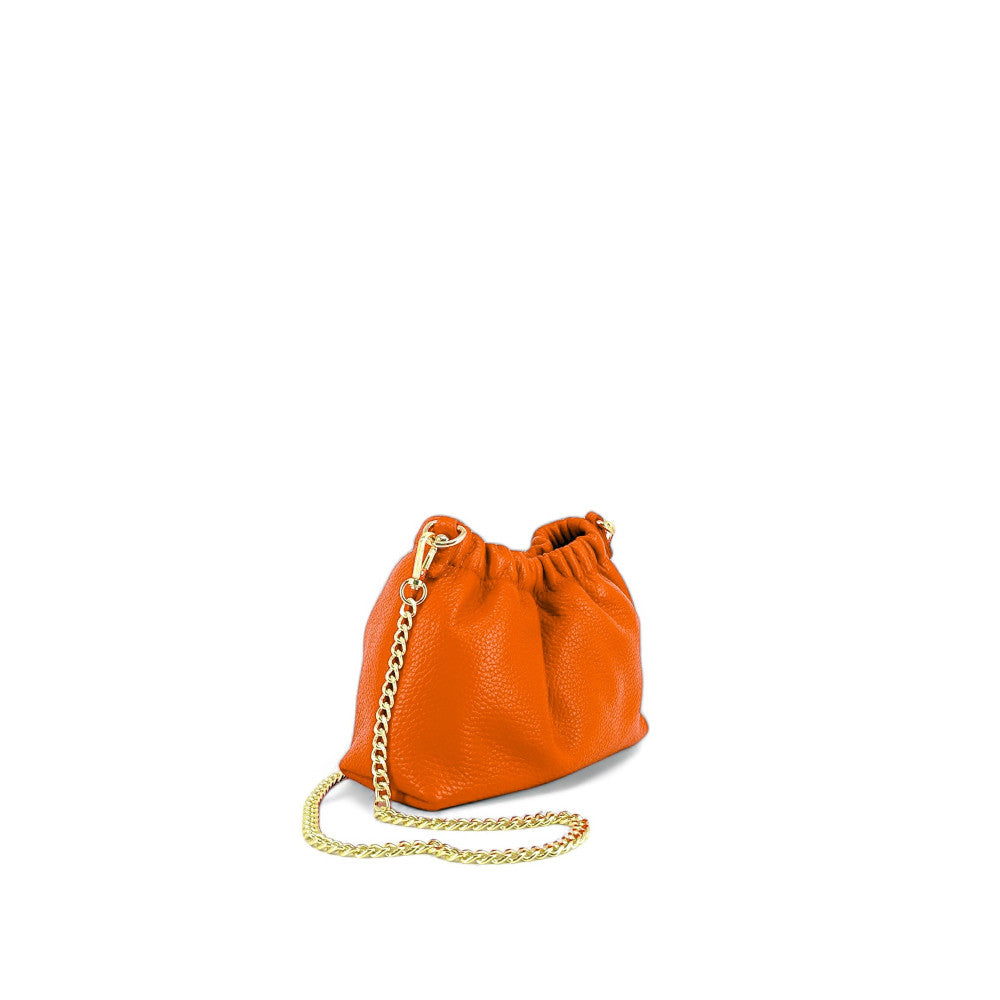Sac pouch en cuir grainé ou irisé LA POUCHINETTE Orange