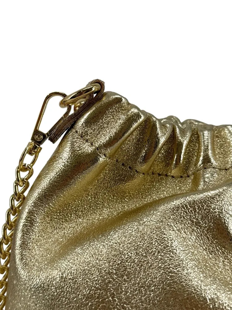 Sac pouch en cuir grainé ou irisé LA POUCHINETTE Or pâle