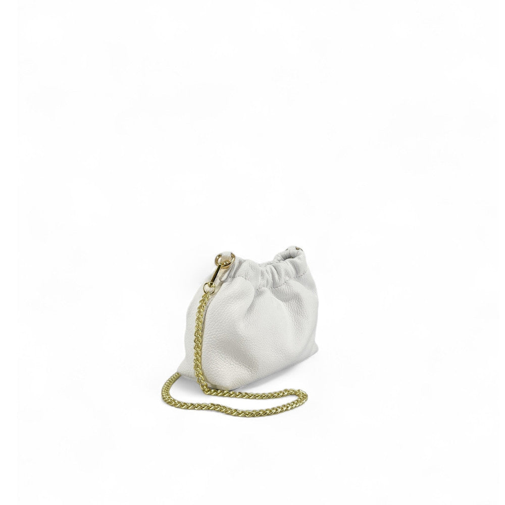 Sac pouch en cuir grainé ou irisé LA POUCHINETTE Blanc