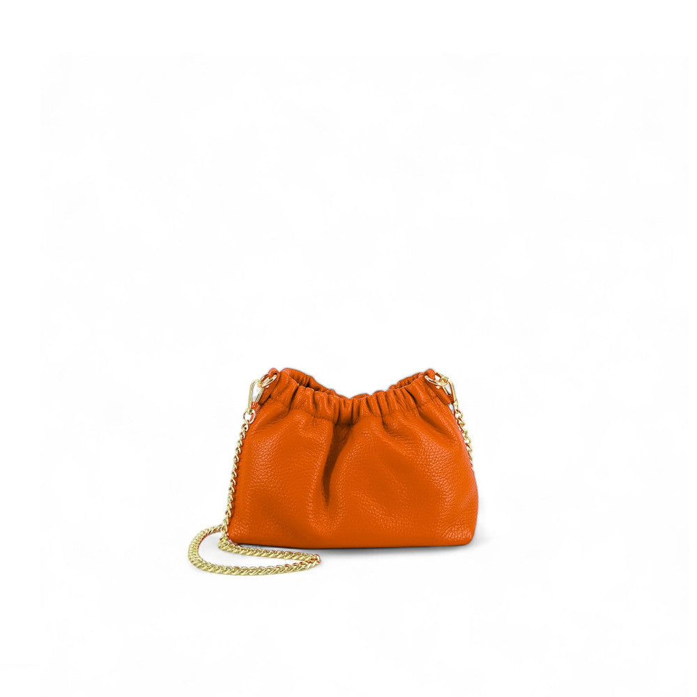 Sac pouch en cuir grainé ou irisé LA POUCHINETTE Orange