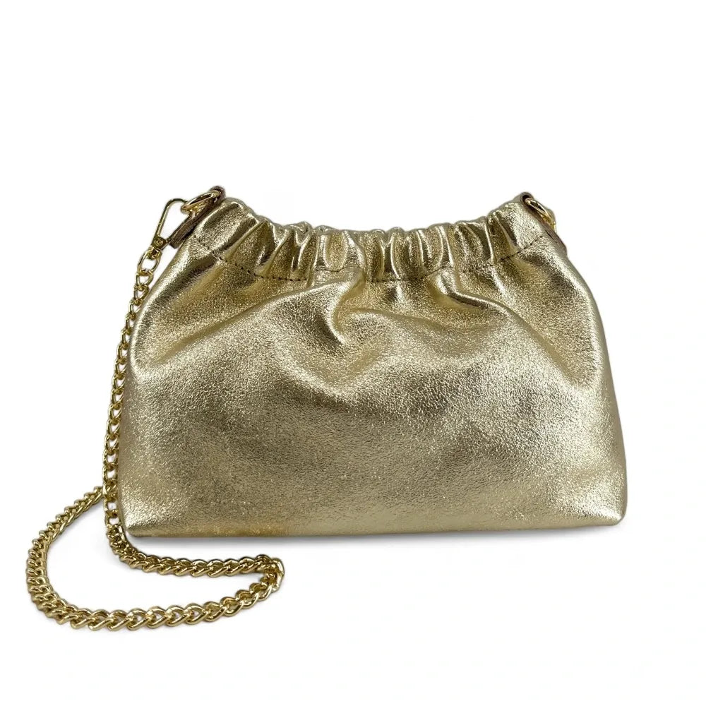 Sac pouch en cuir grainé ou irisé LA POUCHINETTE Or pâle