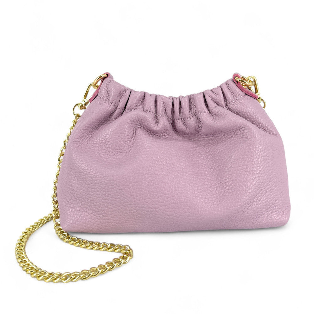 Sac pouch en cuir grainé ou irisé LA POUCHINETTE Mauve