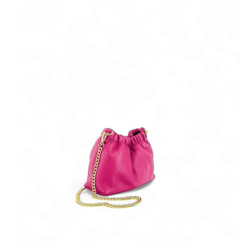 Sac pouch en cuir grainé ou irisé LA POUCHINETTE Rose fuchsia