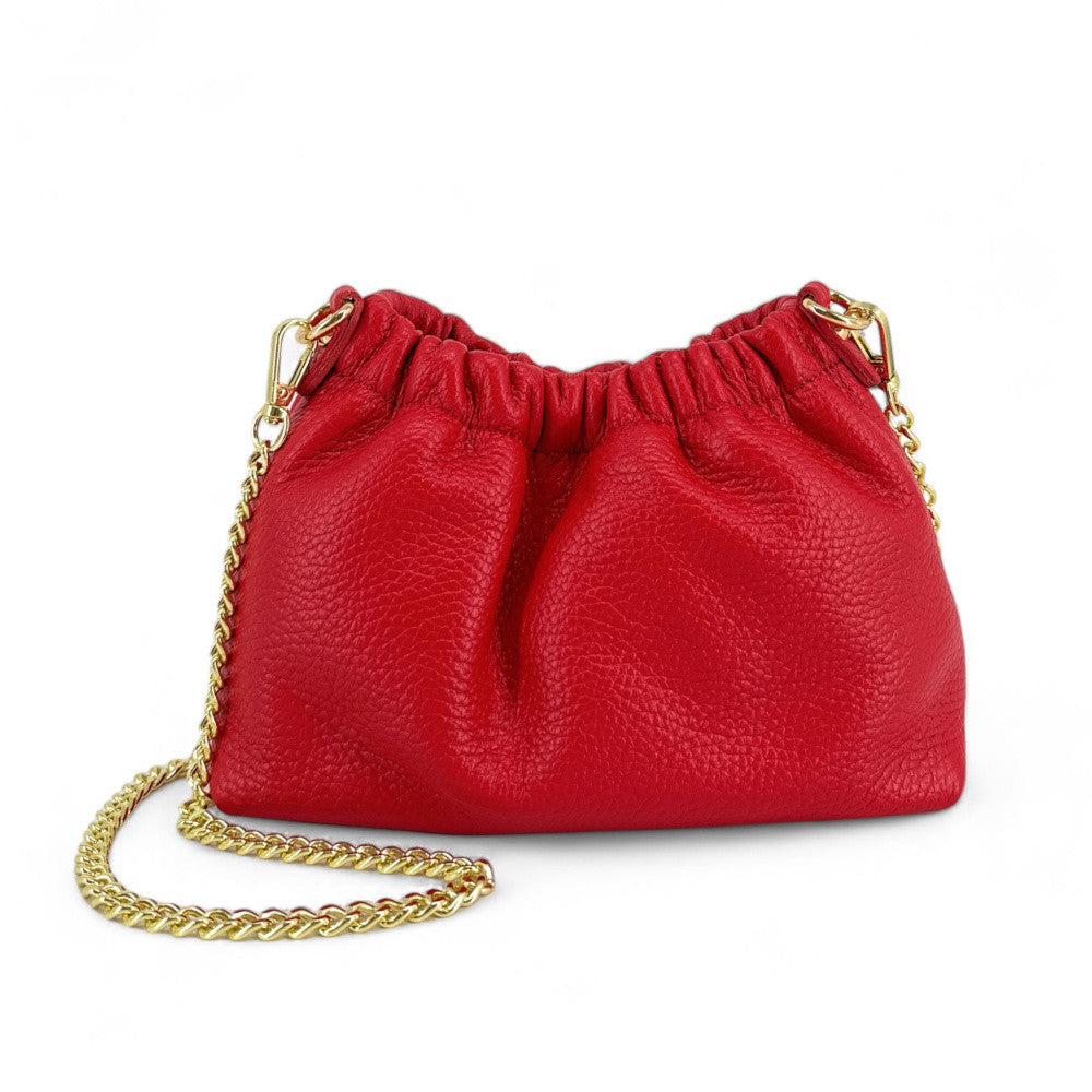 Sac pouch en cuir grainé ou irisé LA POUCHINETTE Rouge garance