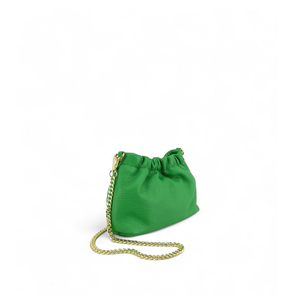 Sac pouch en cuir grainé ou irisé LA POUCHINETTE Vert anglais