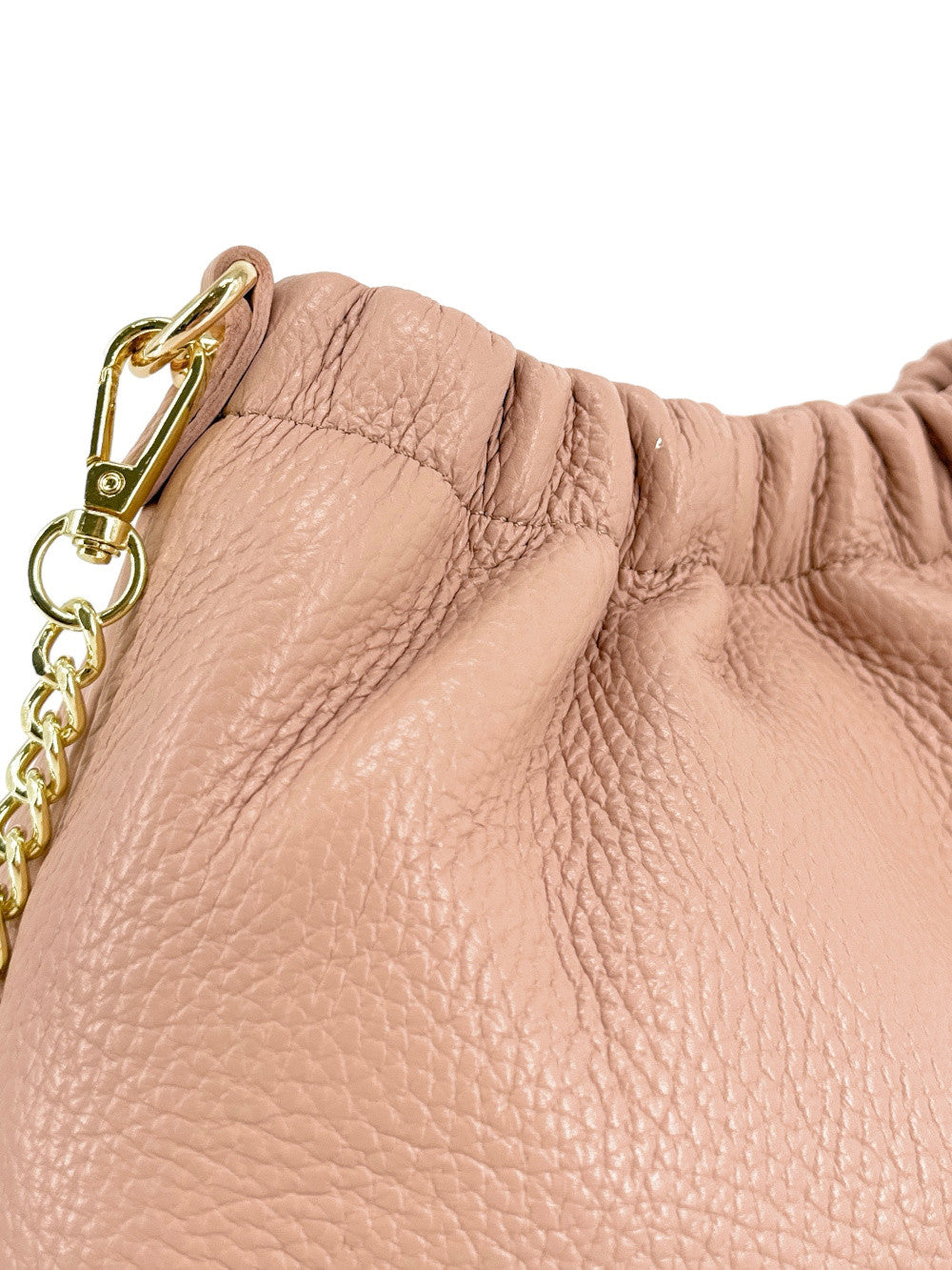 Sac pouch en cuir grainé ou irisé LA POUCHINETTE Rose nude