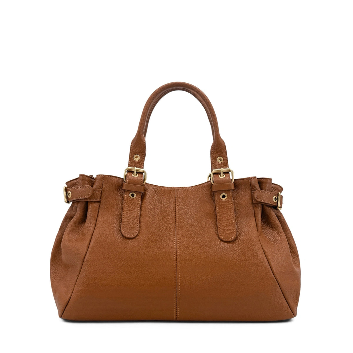 Bolso bowling de piel granulada NEW PRINCESS XL Marrón camel oscuro