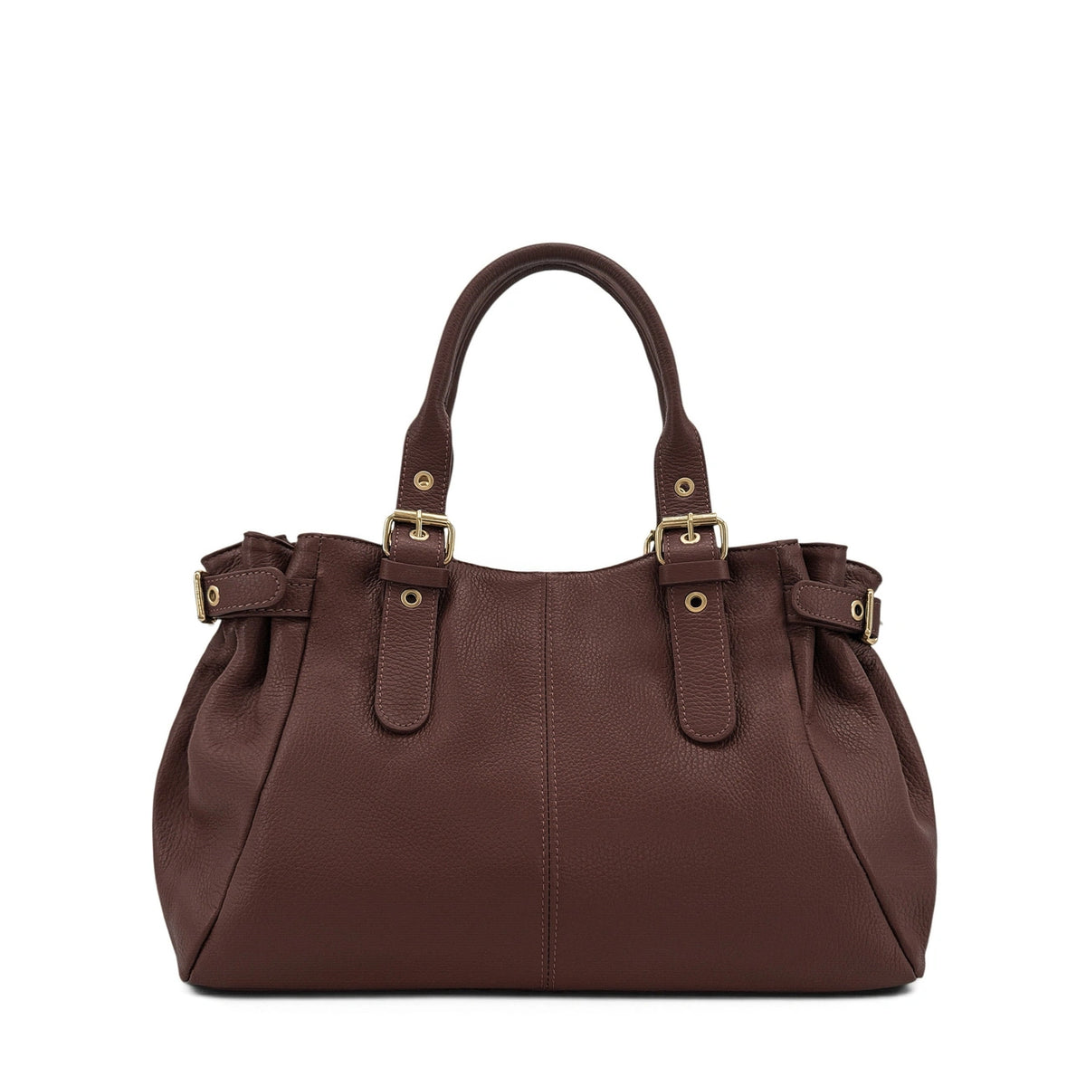 Bolso bowling de piel granulada NEW PRINCESS XL Marrón chocolate