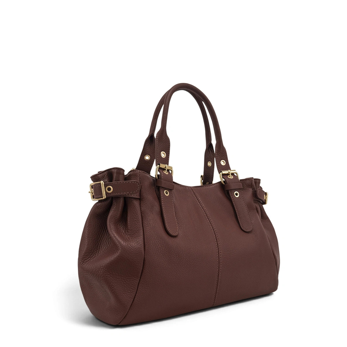 Bolso bowling de piel granulada NEW PRINCESS XL Marrón chocolate