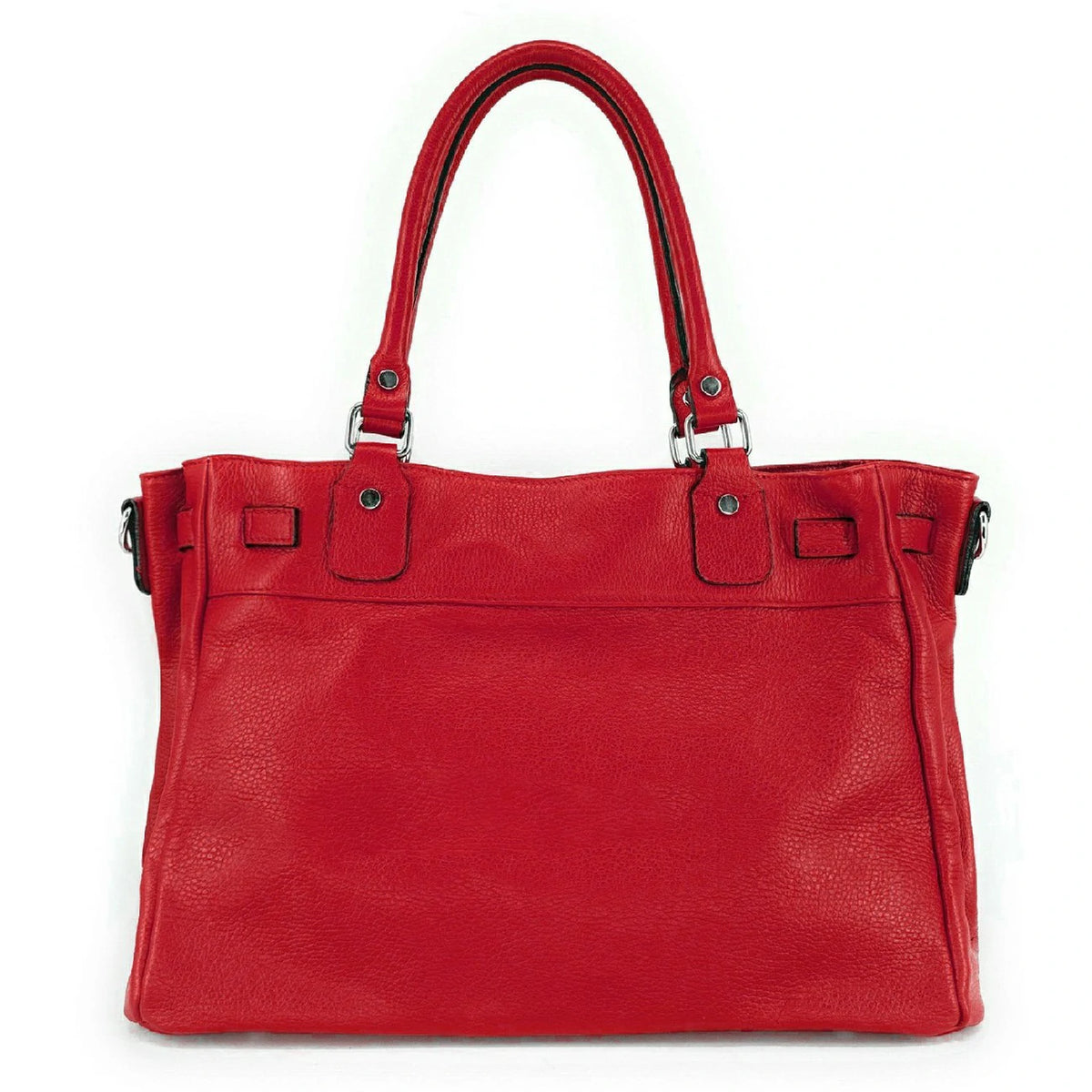 Shopper aus genarbtem Leder JANET SILVER Krapprot