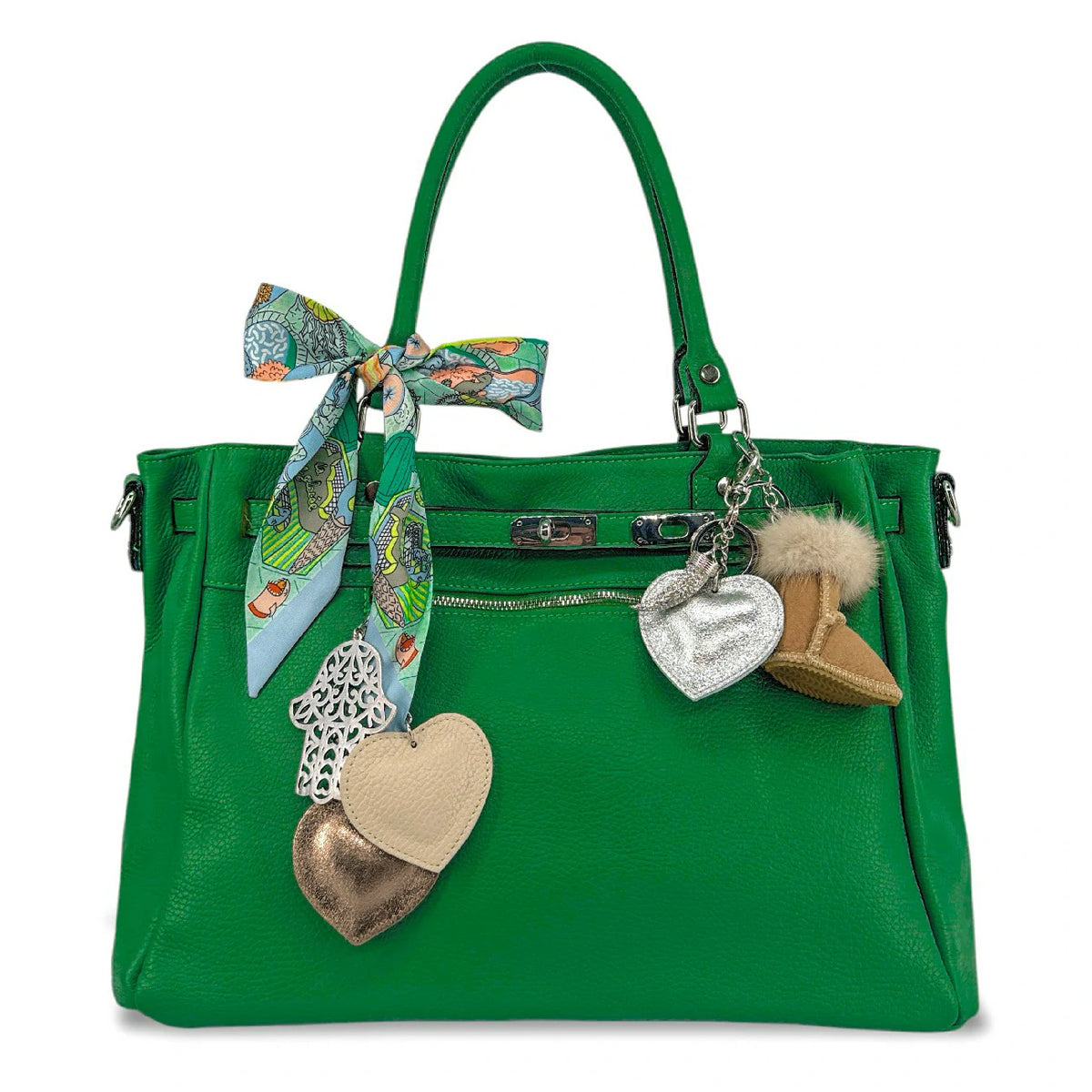Bolso shopper en piel granulada JANET SILVER Verde inglés