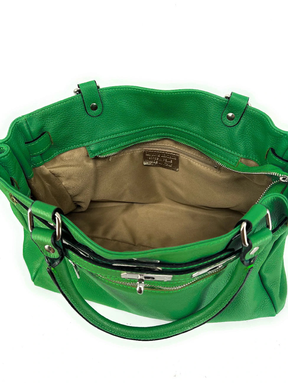 Bolso shopper en piel granulada JANET SILVER Verde inglés