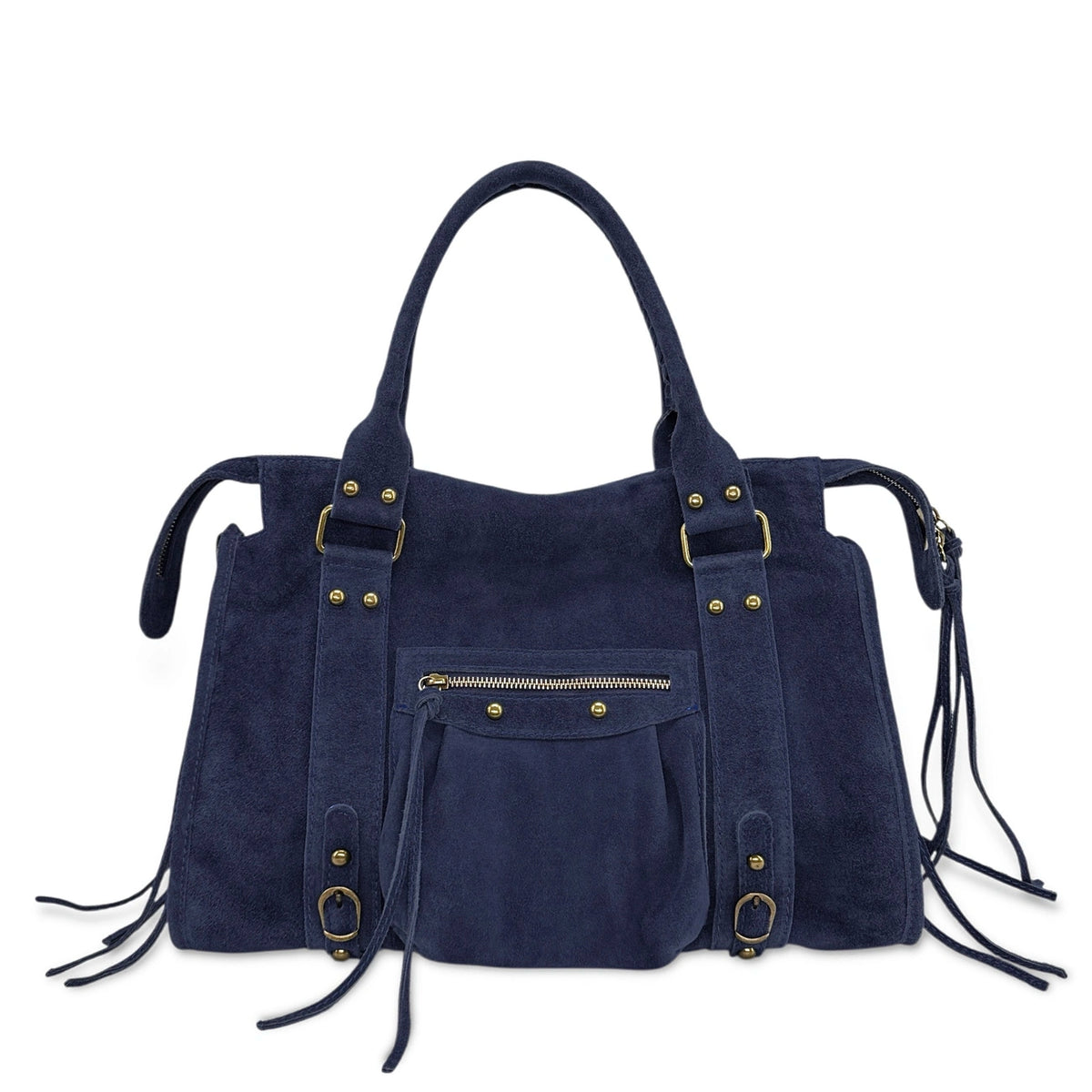 Bowling-Tasche aus Veloursleder in Eidechsenoptik NAGINI Camel