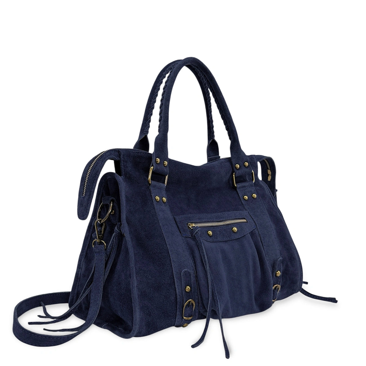 Bowling-Tasche aus Veloursleder in Eidechsenoptik NAGINI Camel