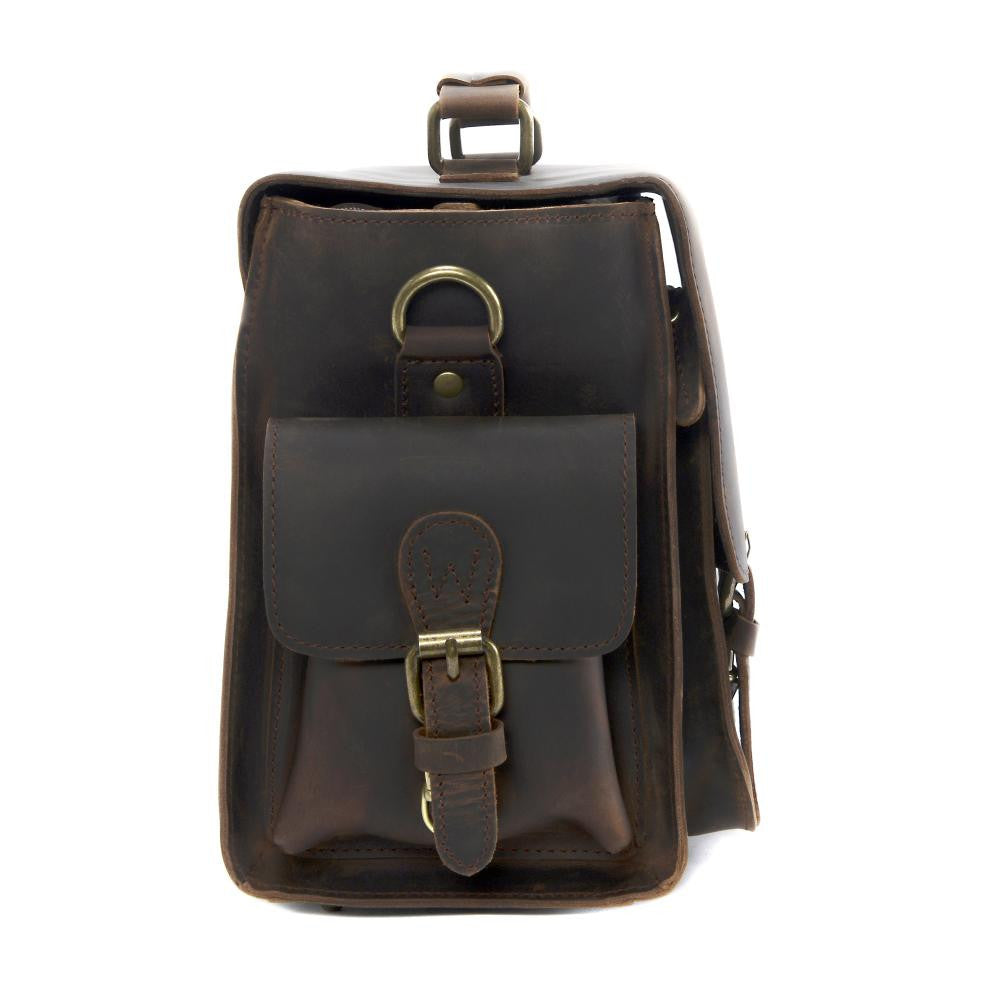Sac reporter photographe en cuir pull-up NEWTON Chocolat