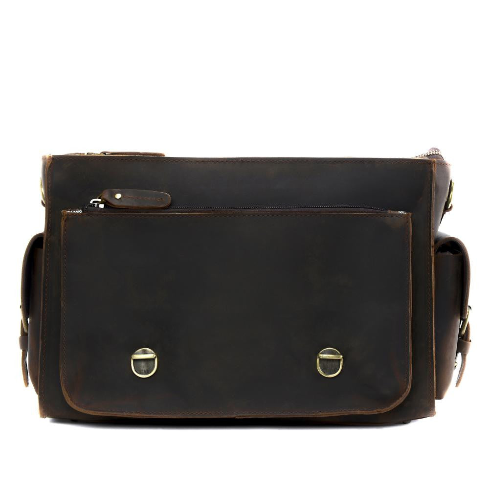 Sac reporter photographe en cuir pull-up NEWTON Chocolat