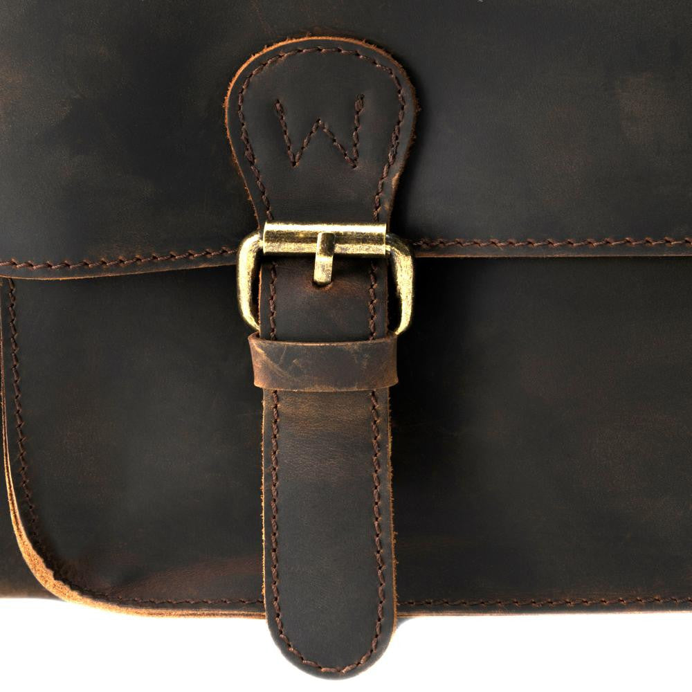 Sac reporter photographe en cuir pull-up NEWTON Chocolat