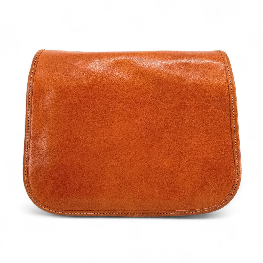 Sac bandoulière en cuir lisse MARIE STUART Camel
