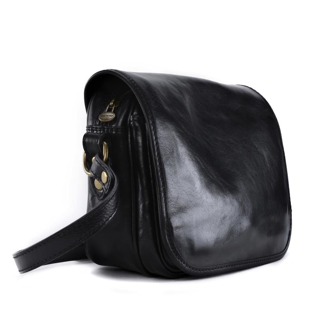Sac bandoulière en cuir lisse MARIE STUART Noir