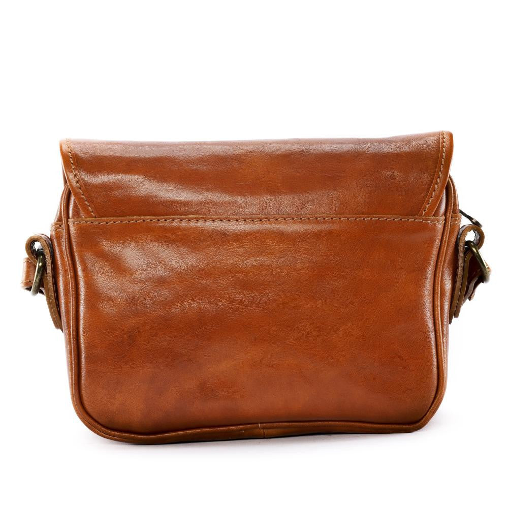 Sac bandoulière en cuir lisse MARIE STUART Cognac