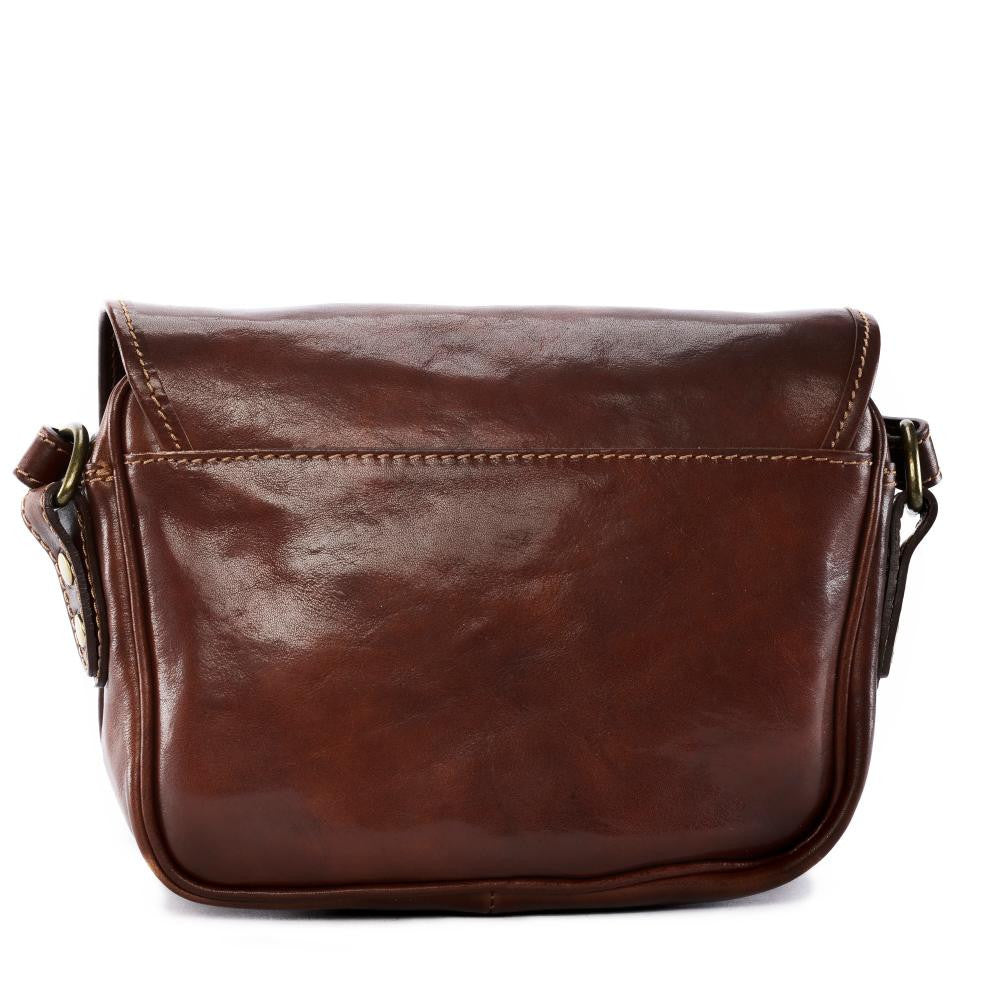 Sac bandoulière en cuir lisse MARIE STUART Châtaigne