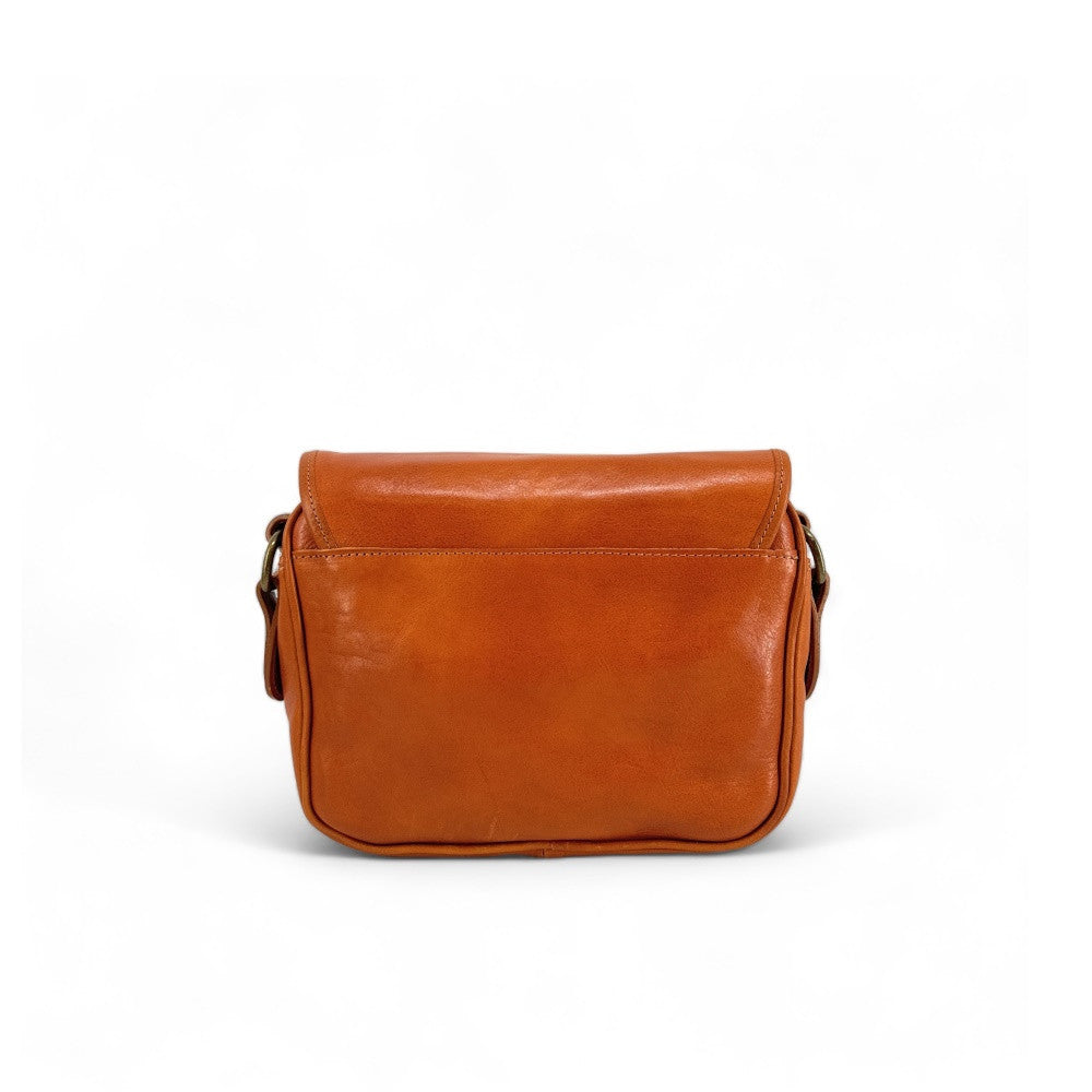Sac bandoulière en cuir lisse MARIE STUART Camel