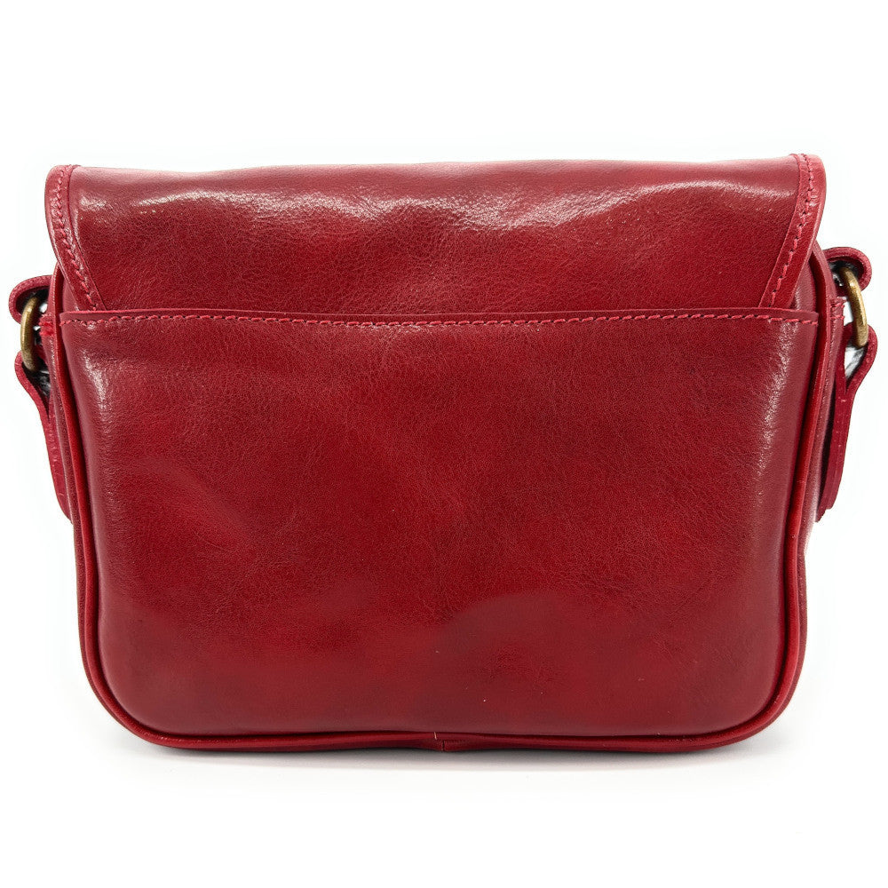 Sac bandoulière en cuir lisse MARIE STUART Rouge foncé