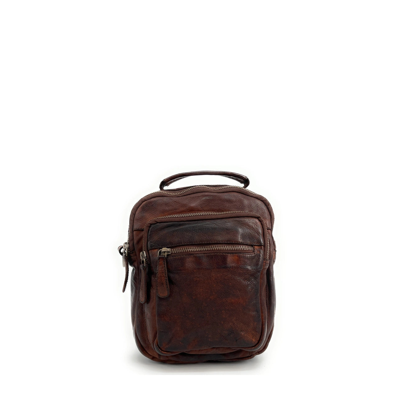 Sacoche en cuir vintage MISTER FRED Châtaigne