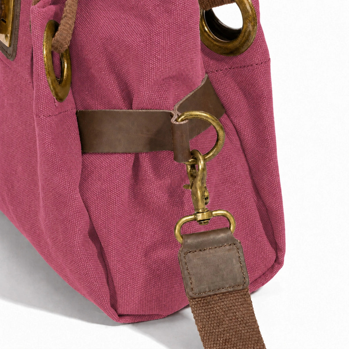 Bolso de hombro de piel y lona PONT-DES-ARTS MINI Rojo burdeos