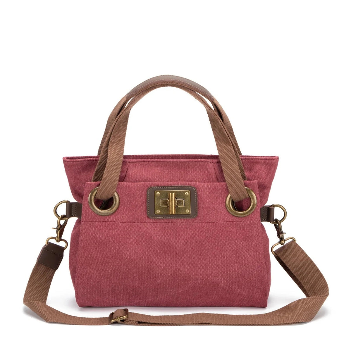 Bolso de hombro de piel y lona PONT-DES-ARTS MINI Rojo burdeos