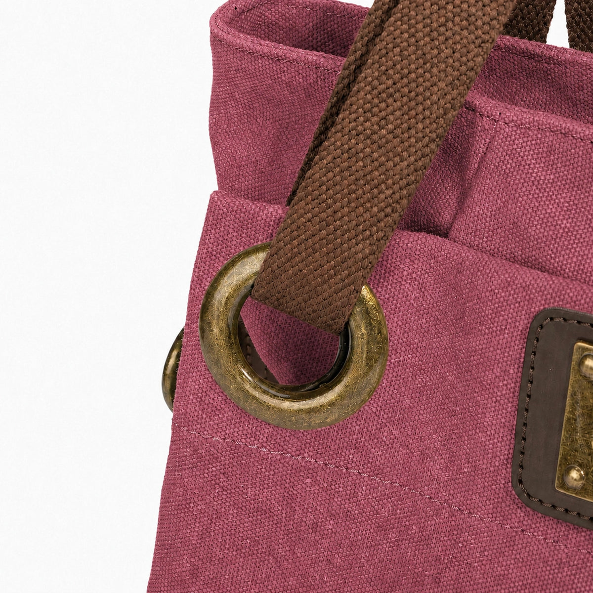 Bolso de hombro de piel y lona PONT-DES-ARTS MINI Rojo burdeos