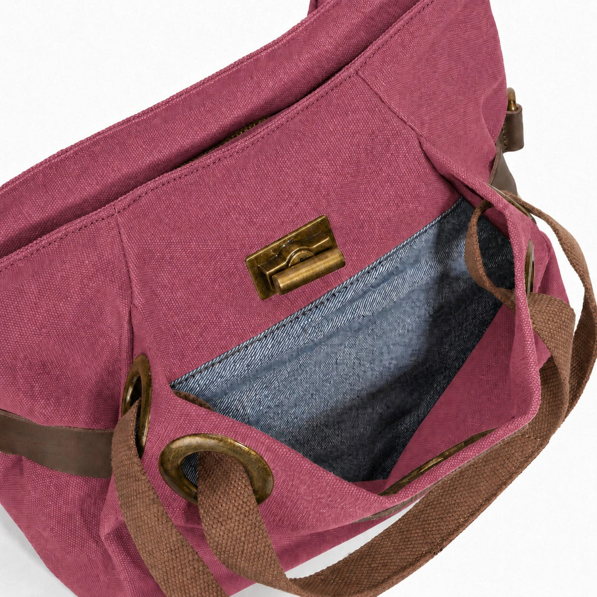 Bolso de hombro de piel y lona PONT-DES-ARTS MINI Rojo burdeos