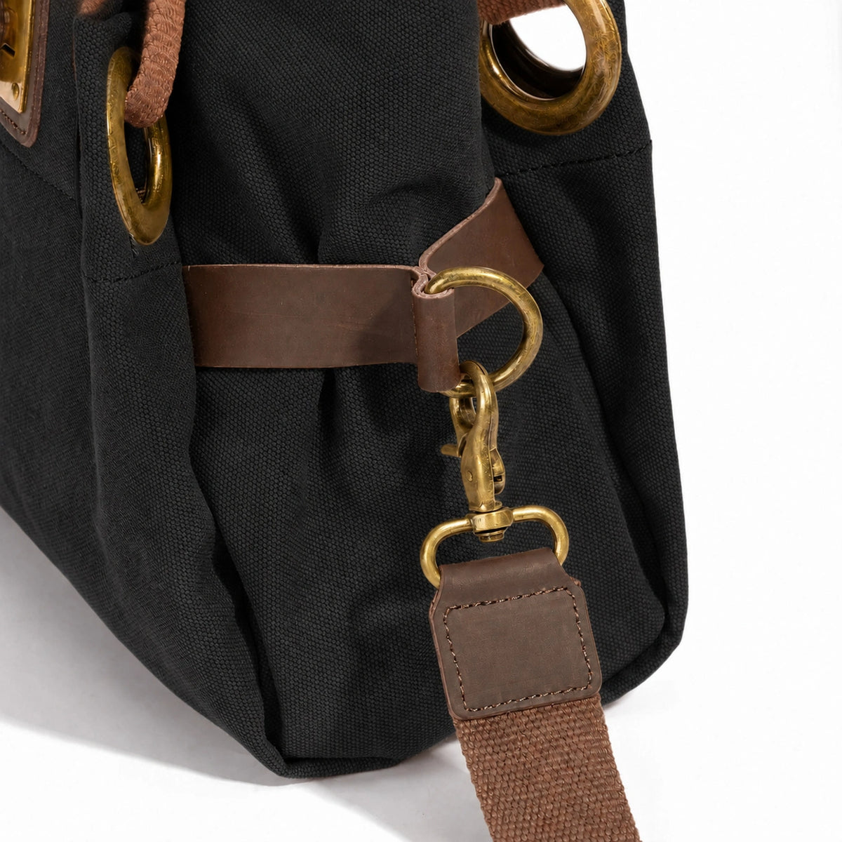 Borsa a spalla in pelle e tela PONT-DES-ARTS MINI Nero