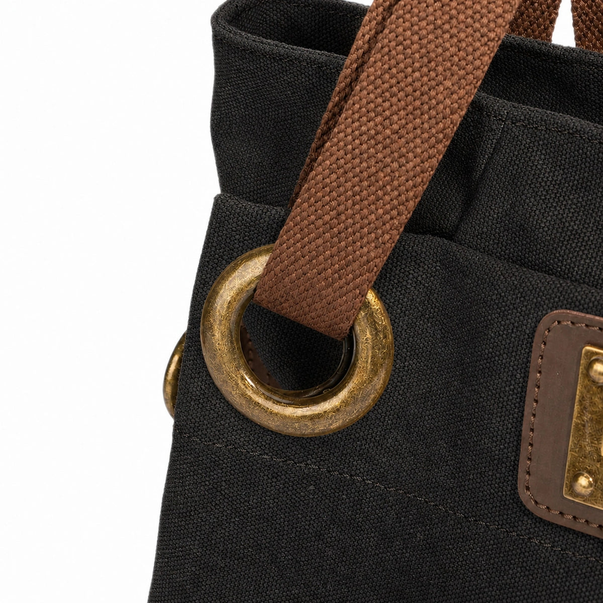 Borsa a spalla in pelle e tela PONT-DES-ARTS MINI Nero