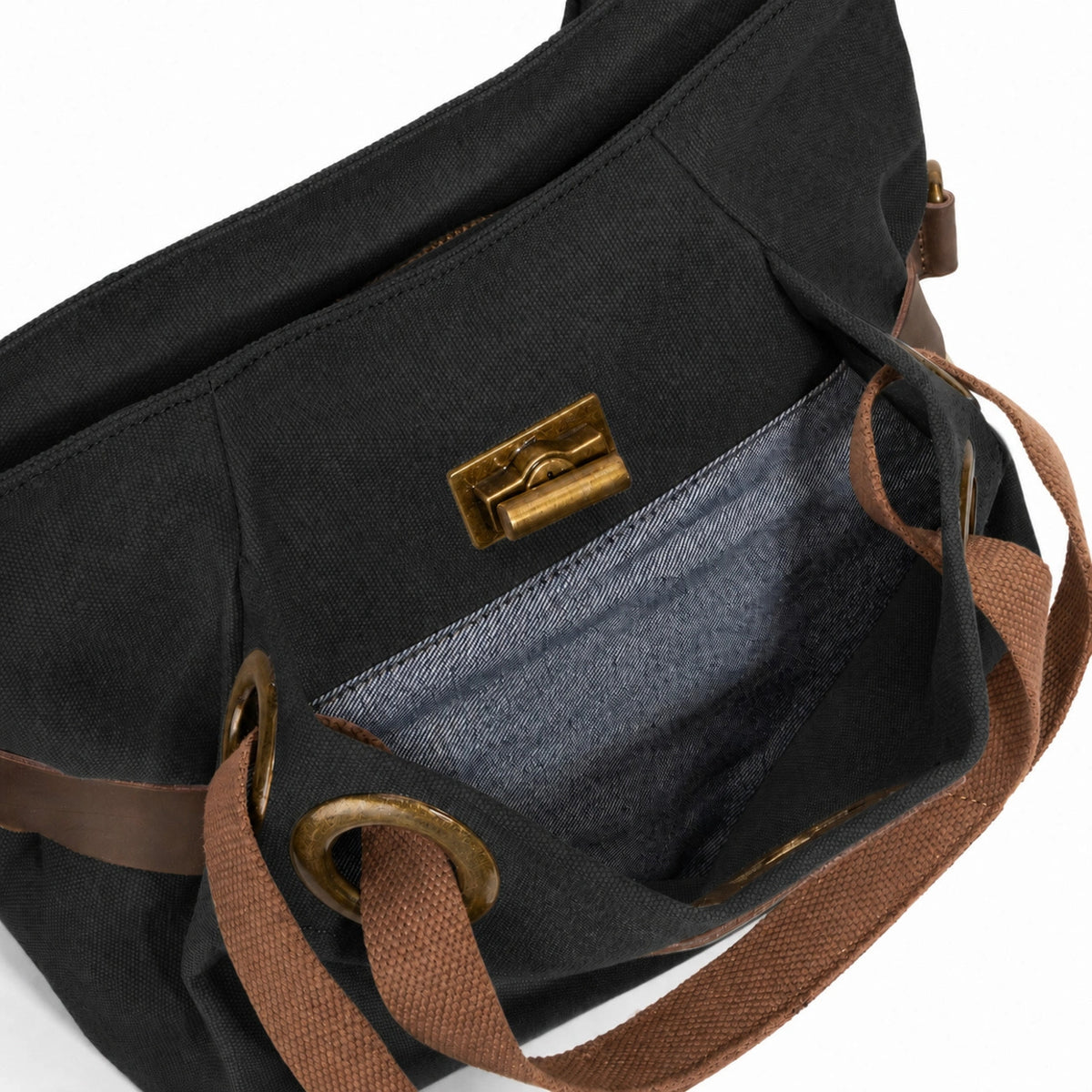 Borsa a spalla in pelle e tela PONT-DES-ARTS MINI Nero